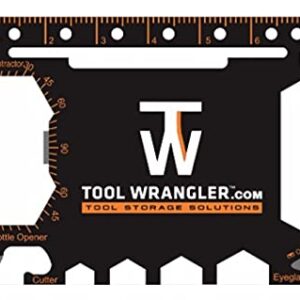 Tool Wrangler 46-in-1 EDC Credit Card Multitool - Gadget For The Wallet Or Pocket – STAINLESS STEEL - Outdoor Survival PSK - Patented Design - Multi-Function Tool For Quick Fixes - Black Edition