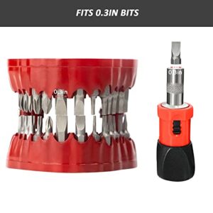 Magoog Denture Drill Bit Holder,Gag Gift for Dentist,3D Sculpture Desk Decor,1/4” Hex Bit Screwdriver,2-in-1 Screwdriver& Desk Gadget,Magnetic Gums with 28PCS Bits,Red