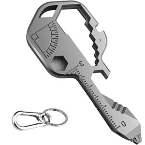 24- in-1 key shaped pocket tool, keychain multitool with key chain, outdoor keychain tool, best gift for dad, husband, boyfriend(silver)
