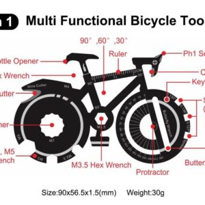 20 in 1 Bicycle Stainless Steel Flat Wallet Credit Card Multitool - EDC Survival Tools and Gadgets Box or Bottle Opener Keychain Accessories Utility Multi Purpose Pocket Tool - Gifts for Men Unique