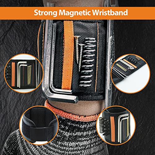 FelRelWel Magnetic Wristband ,Christmas Stocking Stuffers Tools Gifts for Men Magnetic Wristband , Five Rows 15 Super Strong Magnets Gadgets Wrist Tool Belt Holder for Holding Screw Nail Drill Bit
