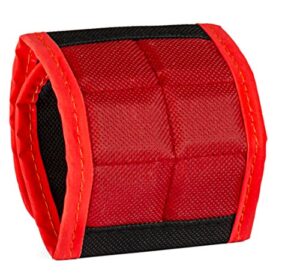 bykes magnetic wristband for holding screws, nuts, nails and bolts | powerful super strong magnetic tool wristband for men and women | large magnetic wrist tool holder | tool gifts for men | red/black