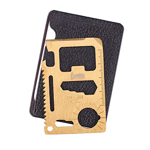 Cool Unusual Gadgets Gifts for Men 11-in-1 Wallet Multitool Tool All in One EDC tools (GOLD 11-in-one)