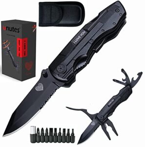 gifts for men dad husband boyfriend him from daughter son wife kids, multitool pocketl knife, engraved ‘i love you’, survival multi tool cool gadgets