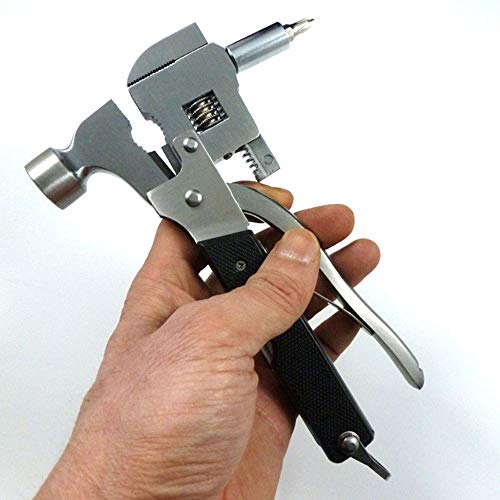 ADANSA Multi-tool Camping accessories, 21in 1 Multitool Survival Gear wrench Hammer, screwdriver pliers bottle opener Birthday Gifts for Boyfriend Husband Dad mens stocking stuffers, Black