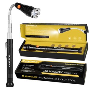 mafehan magnetic pickup tool, telescoping magnetic 3 led flashlight with extendable neck up to 22 inches, gifts for men, dad, husband or women, cool gadgets for men as unique birthday christmas gifts
