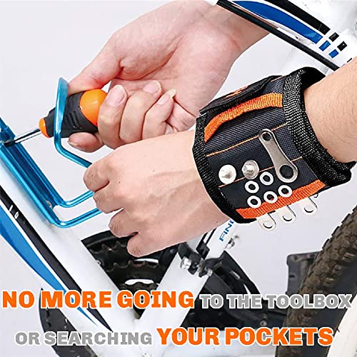 HFJC Strong Magnetic Wristband for Holding Screws Nails Drill, Cool Wrist Magnet Gadget Tool Gifts for Men Dad Husband Him Carpenter