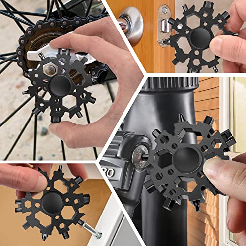 Gifts for Him, 23 in 1 Snowflake Multitool Gifts for Dad, Stainless Steel Cool Gadgets Tools for Husband, Men, Boyfriend, Him, Unique Bithday Gifts for Men Who Have Everything (Black)