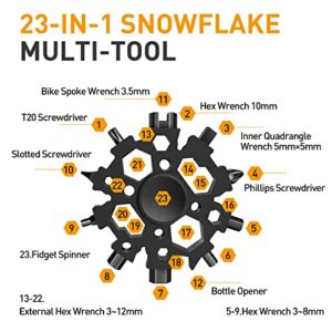 Gifts for Him, 23 in 1 Snowflake Multitool Gifts for Dad, Stainless Steel Cool Gadgets Tools for Husband, Men, Boyfriend, Him, Unique Bithday Gifts for Men Who Have Everything (Black)