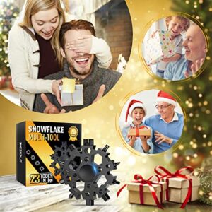 Gifts for Him, 23 in 1 Snowflake Multitool Gifts for Dad, Stainless Steel Cool Gadgets Tools for Husband, Men, Boyfriend, Him, Unique Bithday Gifts for Men Who Have Everything (Black)