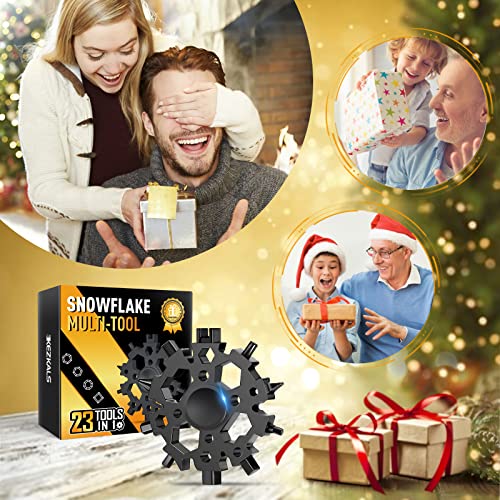 Gifts for Him, 23 in 1 Snowflake Multitool Gifts for Dad, Stainless Steel Cool Gadgets Tools for Husband, Men, Boyfriend, Him, Unique Bithday Gifts for Men Who Have Everything (Black)