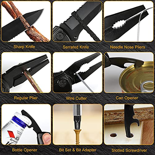 Multitool Pocket Knife for Men, Cool Gadgets Birthday Gifts for Men Him Dad Boyfriend, Folding Tactical Knife with Blade, Plier, Screwdriver for Camping Hiking Fishing