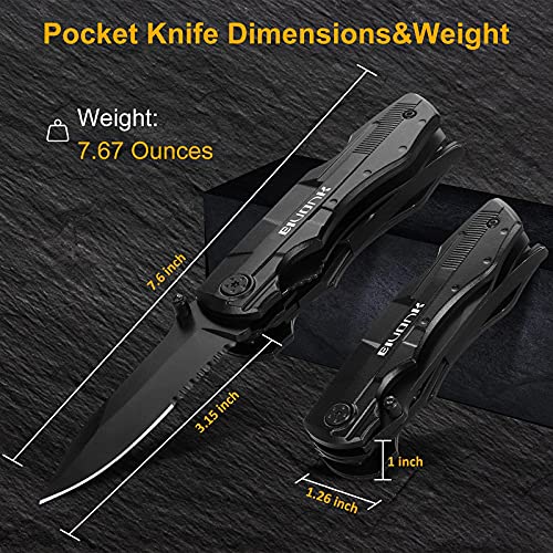Multitool Pocket Knife for Men, Cool Gadgets Birthday Gifts for Men Him Dad Boyfriend, Folding Tactical Knife with Blade, Plier, Screwdriver for Camping Hiking Fishing