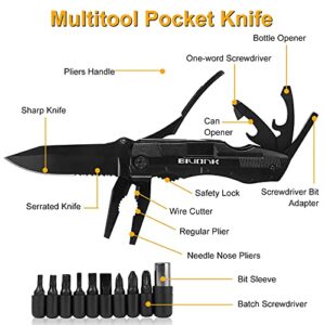 Multitool Pocket Knife for Men, Cool Gadgets Birthday Gifts for Men Him Dad Boyfriend, Folding Tactical Knife with Blade, Plier, Screwdriver for Camping Hiking Fishing