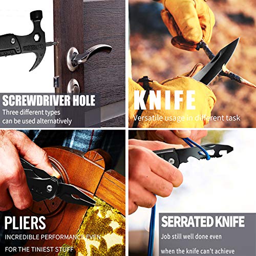 Gifts for Men Dad ,Multitool Hammer Camping Accessories Survival Gear and Equipment,Cool & Unique Birthday Gifts for Dad Husband Boyfriend, Outdoor Hunting,Hiking,Fishing,Emergency Escape Tool