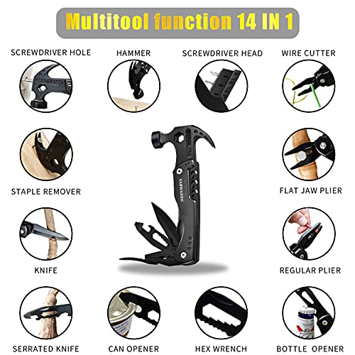 Gifts for Men Dad ,Multitool Hammer Camping Accessories Survival Gear and Equipment,Cool & Unique Birthday Gifts for Dad Husband Boyfriend, Outdoor Hunting,Hiking,Fishing,Emergency Escape Tool