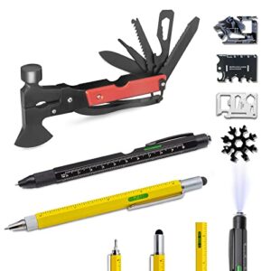 bcharya 7 piece multitool set, 9-in-1 multitool pen set, 16-in-1 axe multitool and wallet multi-tool, cool gadgets stocking stuffers gifts for men, portable pocket tools for outdoors, home improvement