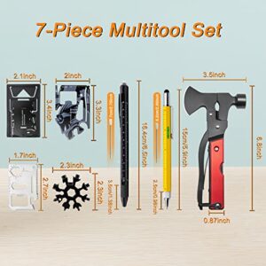 BCHARYA 7 Piece Multitool Set, 9-In-1 Multitool Pen Set, 16-in-1 Axe Multitool and Wallet Multi-Tool, Cool Gadgets Stocking Stuffers Gifts for Men, Portable Pocket Tools for Outdoors, Home Improvement