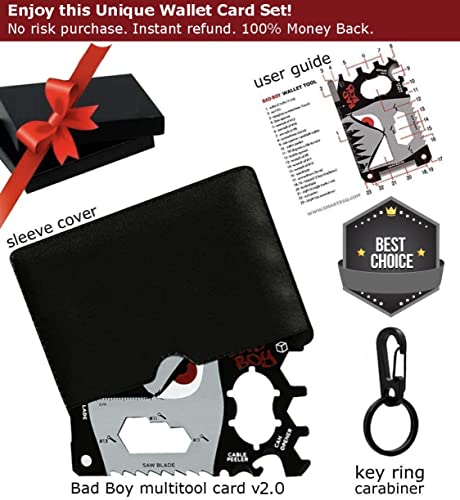 23 in 1 Cool Birthday Gifts for Men who Have Everything, Credit Card Multitool BadBoy, Wallet Tool Survival Multitool Card Set
