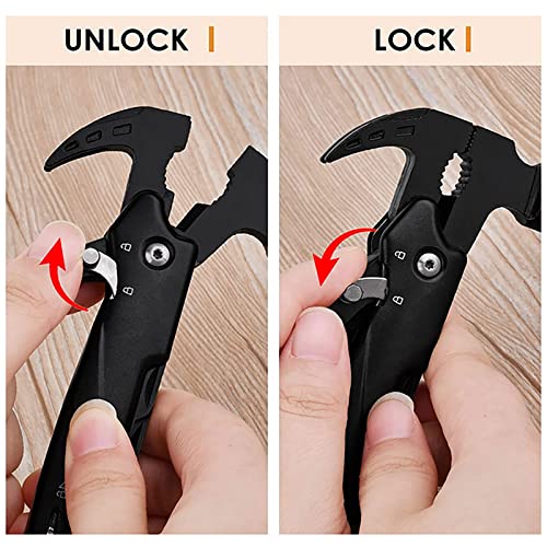 Hammer Multitool Camping Accessories, All in One Survival Tools Cool Gadgets Stocking Stuffers for Fishing Hiking Anniversary Birthday Cool Stuff Gifts for Dad Man Boyfriend Husband