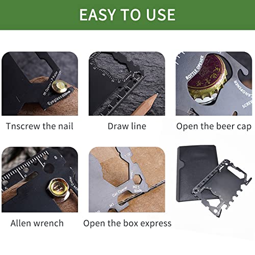2Pack Credit Card Multitool Quick Repair Home Improvement Pocket Survival 43 in 1 Multi-Tool Card with Bottle Opener Fish Spear
