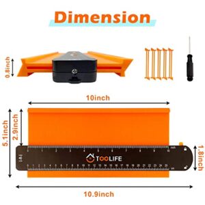 Contour Gauge Profile Tool 10inch, Gifts for Men Dad Husband Grandpa, Flooring Tools for Woodworking, Construction, Carpentry, Anniversary Birthday ideas for Him, Shape Duplicator Cool Gadgets