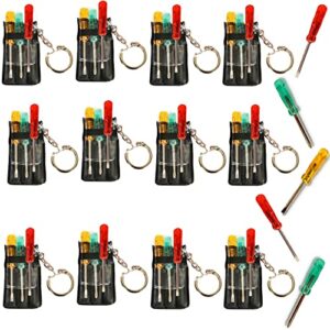 Mini Screwdriver Set Keychain, 2.5" Inches With Key Chain, Flat Head, Phillips Screwdriver 3 Colors (12-Pack)