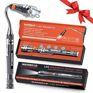 gifts for men telescoping flexible magnetic pickup tool with 3 super bright led lights, gifts for dad, father, husband, handy men or women, birthday gifts idea, 1 pack