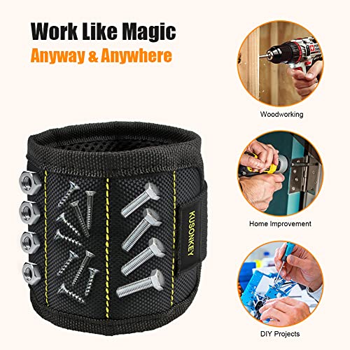 Magnetic Wristband for Holding Screws,KUSONKEY Christmas Gifts for Men Who have Everything,Wrist Magnetic Screw Holder with Strong Magnets,Wrist Magnet Tool for Dad,Father,Handyman,Electrician