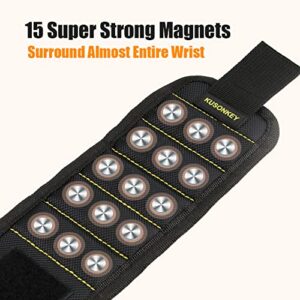 Magnetic Wristband for Holding Screws,KUSONKEY Christmas Gifts for Men Who have Everything,Wrist Magnetic Screw Holder with Strong Magnets,Wrist Magnet Tool for Dad,Father,Handyman,Electrician