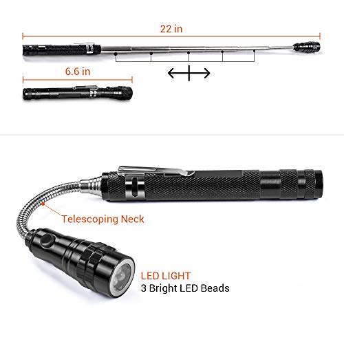 LED Magnetic Pickup Tool, Christmas Stocking Stuffers Gifts for Men Cool Stuff Gadgets, Telescoping Magnet Pickup Tools Extendable 22", Unique Birthday Gift for Dad, Grandpa for Hard to Reach Place