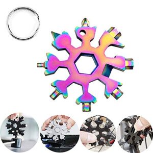 18-in-1 snowflake multi tool, easy n genius stainless steel snow multitools bottle opener-screwdriver-wrench, cool gadgets gift idea. (colorful)