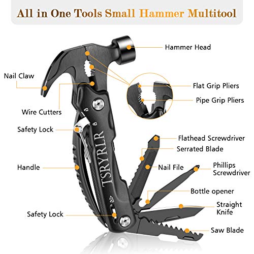 Camping Accessories Multitool Mini Hammer with Knife for Men Survival Tool Cool & Unique Gifts for Dad/ Boyfriend/Brother/Friends/Teens as valentines Day/Father’s Day/ Birthday/ Christmas