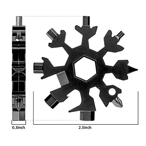 Snowflake Multitool 2PCS 18-in-1 Stainless Steel Snowflake Multi Tool Keychain Tool Gadgets for Outdoor Travel Camping Daily Mens Gifts