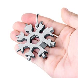 Snowflake Multitool 2PCS 18-in-1 Stainless Steel Snowflake Multi Tool Keychain Tool Gadgets for Outdoor Travel Camping Daily Mens Gifts