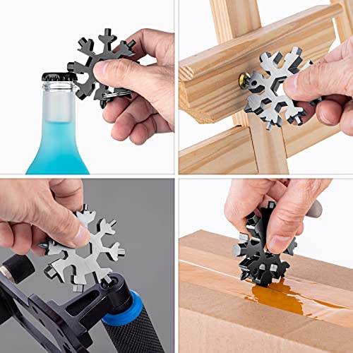 Snowflake Multitool 2PCS 18-in-1 Stainless Steel Snowflake Multi Tool Keychain Tool Gadgets for Outdoor Travel Camping Daily Mens Gifts