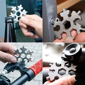 Yiflin 18-in-1 Snowflake Multitool, Stainless Steel Snowflake Tool Snowflake Bottle Opener/Flat Phillips Screwdriver Kit/Wrench, Durable and Portable to Take, Great Christmas Gift with Gift Box