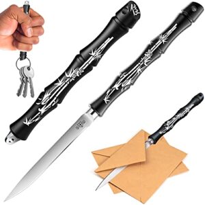 GOOD WORKER Japanese Utility Knife - Letter Opener - Envelope Opener - Mail Opener - Small Black Fixed Blade Knife for Men Women - Kubaton - Secret Santa Gift 130129