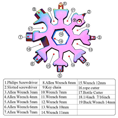 18-in-1 Snowflake Multi-Tool Screwdriver, Stainless Steel 18-1 Multitool Snow Tool (Aurora)