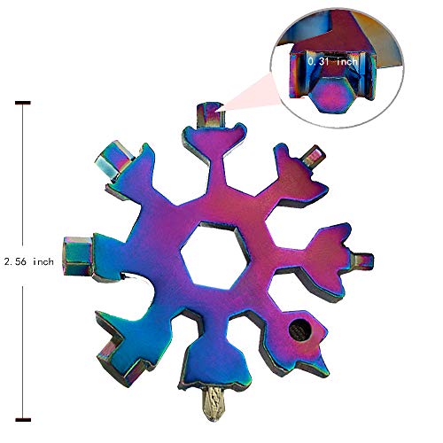 18-in-1 Snowflake Multi-Tool Screwdriver, Stainless Steel 18-1 Multitool Snow Tool (Aurora)