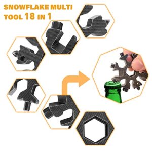 Snowflake Multi Tool 18-in-1, Stainless Steel Snowflake Bottle Opener/Wrench/Flat Cross Screwdriver Kit, Portable Daily Tool Outdoor Camping Multitools Cool Gadgets Gifts for Men Dad, Black