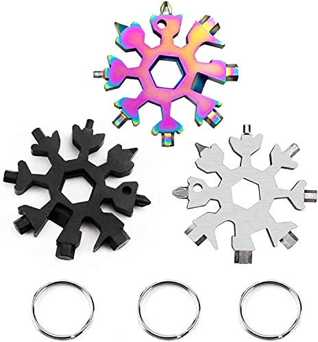 3PCS Snowflake 18-in-1 Multi Tool, Stainless Steel Snowflake Bottle Opener/Flat Phillips Screwdriver Kit/Wrench, Durable and Portable to Take