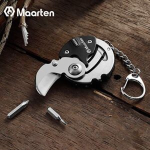 Maarten Multitool with Key chain, Gifts for Dad Men, Upgraded 7 in 1 Stainless Steel Multifunctional Multi Mini EDC Coin Pocket Tool, Bicycle Repair for Survival Camping Outdoor