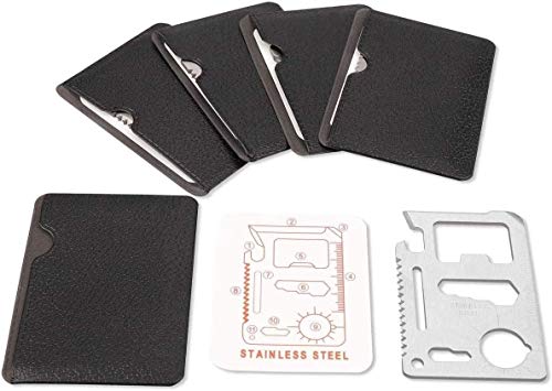 11 in 1 Function Credit Card Size Survival Pocket Tool (5-Pack)