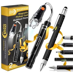 telescoping magnetic pickup tool, 6 in 1 multi tool pen with touchscreen stylus, ruler, phillips screwdriver, flathead, ballpoint pen, cool gadgets birthday gifts for men, husband, boyfriend