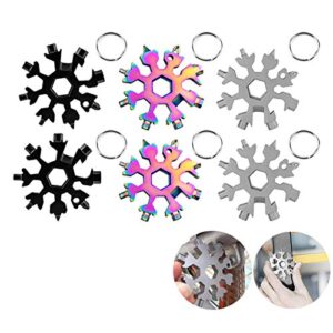 18-in-1 Snowflake Multi-Tool Stainless Steel Snowflake Keychain Tool,Snowflake Screwdriver Tactical Tool for Opener Key chain/Bottle Opener/Outdoor EDC Tools/Christmas Gift (ABC 6 Pack)