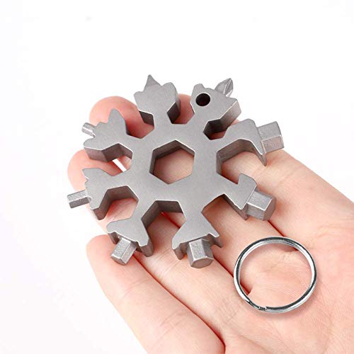 18-in-1 Snowflake Multi-Tool Stainless Steel Snowflake Keychain Tool,Snowflake Screwdriver Tactical Tool for Opener Key chain/Bottle Opener/Outdoor EDC Tools/Christmas Gift (ABC 6 Pack)