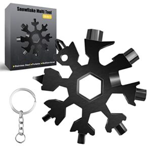 snowflake multitool, 1pcs 18 in 1 snowflake multi tool stainless steel snowflake tool with keyring(black)
