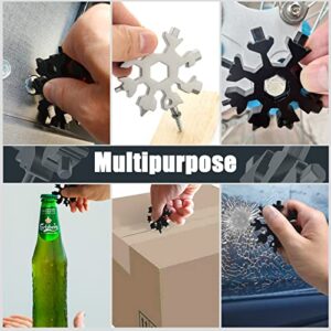 Snowflake Multitool, 1Pcs 18 in 1 Snowflake Multi tool Stainless Steel Snowflake Tool with Keyring(Black)