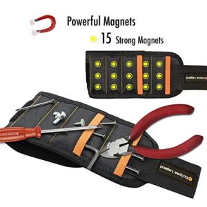 Magnetic Wristband Tools Gift for Men,Tool Belt Magnet Wrist for Holding Screws with 15 Strong Magnets,Nails,Drill Bits-Best Unique Tool,DIY Handyman,Gift for Him